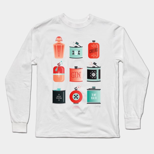 flasks red turquoise Long Sleeve T-Shirt by CatCoq